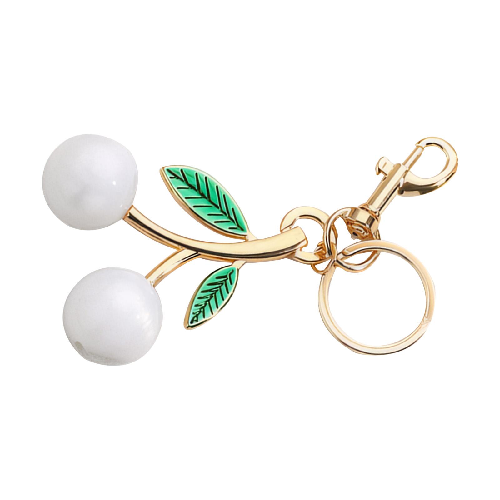 

Блестящий 3D брелок-подвеска в виде вишни, модный аксессуар в форме фрукта, портативное украшение для сумки для женщин белый