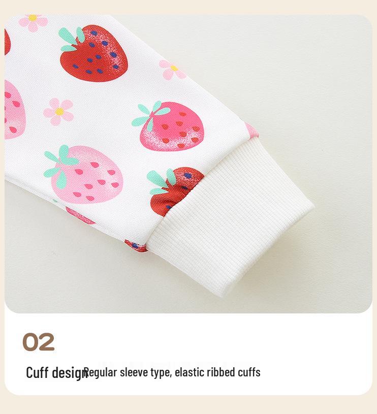 New Autumn Girls' Strawberry Pattern Hoodie, Round Neck Pullover, Kids' Cute Clothing
