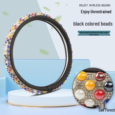 Unisex Rhinestone Steering Wheel Cover with Ceramic Ice Beads - Non-slip, Sweat-absorbent, Wear-resistant, Universal Fit for All Seasons