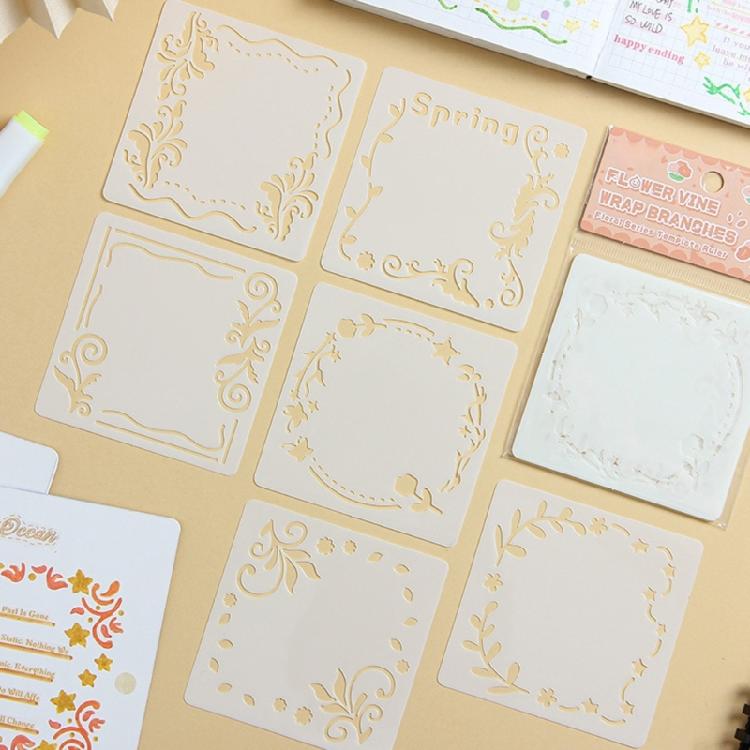 6 Stück Retro Blumen Schablonen Vorlage Zeichenschablonen Ausgeschnittene Blumenschablonen für Handgemachte Kunstprojekte