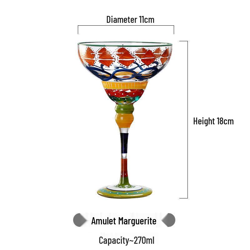 Hand-Painted High-Stem Margarita Glass for Cocktails