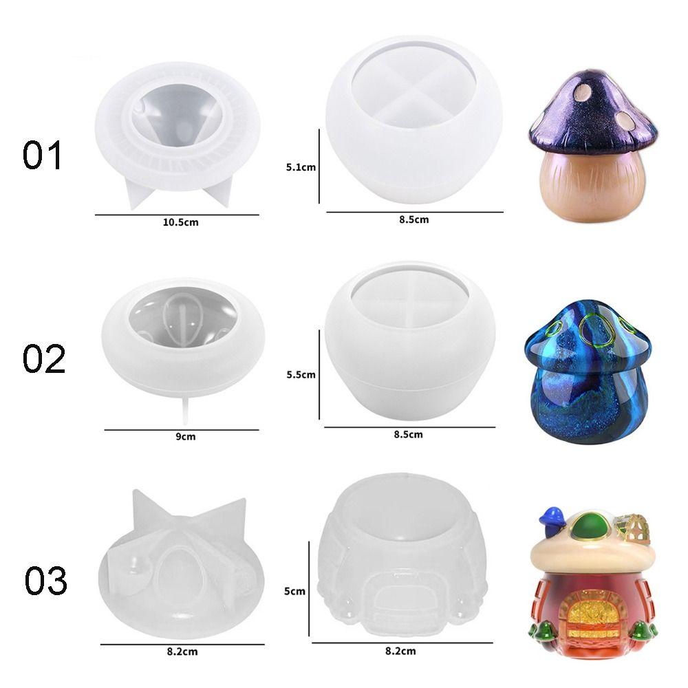 Silicone Mushroom House Silicone Mold With Cover Handmade Craft Epoxy Resin Mold DIY Storage Mold 3D Planter Pot Mold