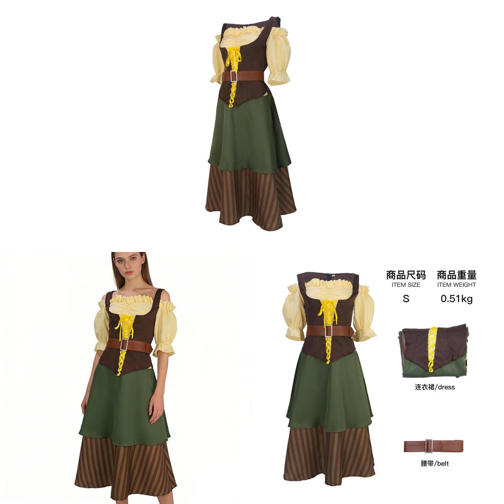 European Fantasy Dirndl Dress Cosplay Costume For Stage Performances