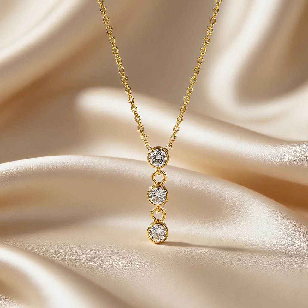 Luxury Zircon Long Drop Pendant Necklace Stainless Steel Elegant Tassel Chain Necklace for Women High Quality Fashion Jewelry