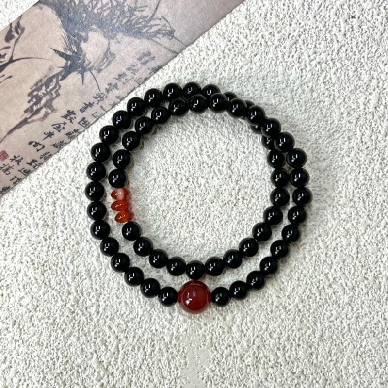 Chinese Style Wooden Beads Double Layered Wearing Simple Personality Versatile Bracelet Jewelry
