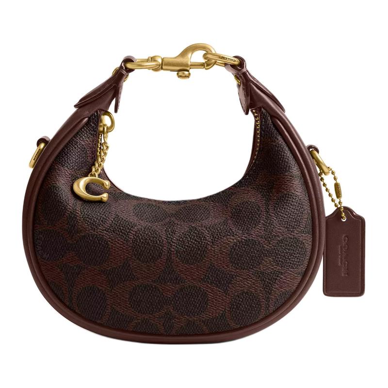 

COACH Canvas 17 gold hardware printed coated canvas shoulder tote small women s maple золотий
