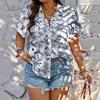 Summer New Fashion Women's Short-sleeved Striped Love Print Casual Shirt