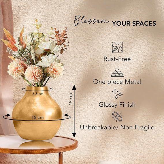 Unbreakable Metallic Flower Vase for Home Decor | Aesthetic Flower Vase Gift for Wedding, Housewarming, Parties, Gatherings