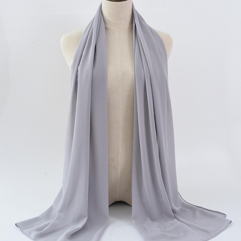 Damen einfarbiger Perlen-Chiffon-Bubbleschal, langer Seiden-Kopfschal, 70x180cm, nahöstlicher Stil
