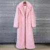 Women's Extra Long Faux Fur Coat with Suit Collar