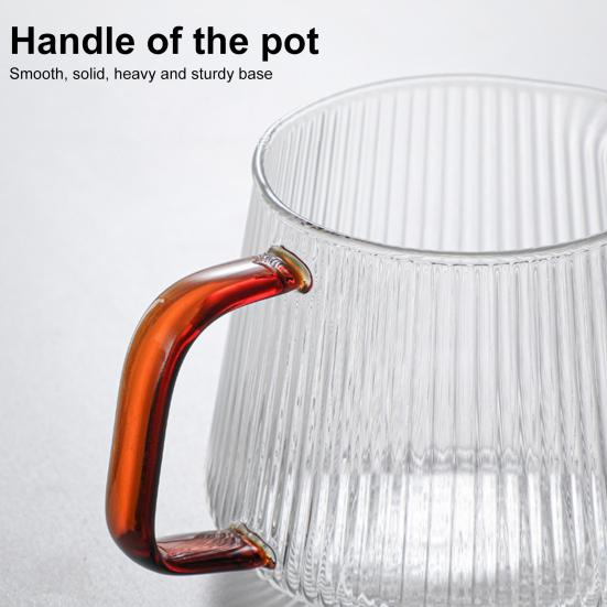 Cafetera de 350ML/500ML con Pico en Forma de V Diseño Rayado Vidrio Patrón Vertical Cafetera para Compartir Café para el Hogar