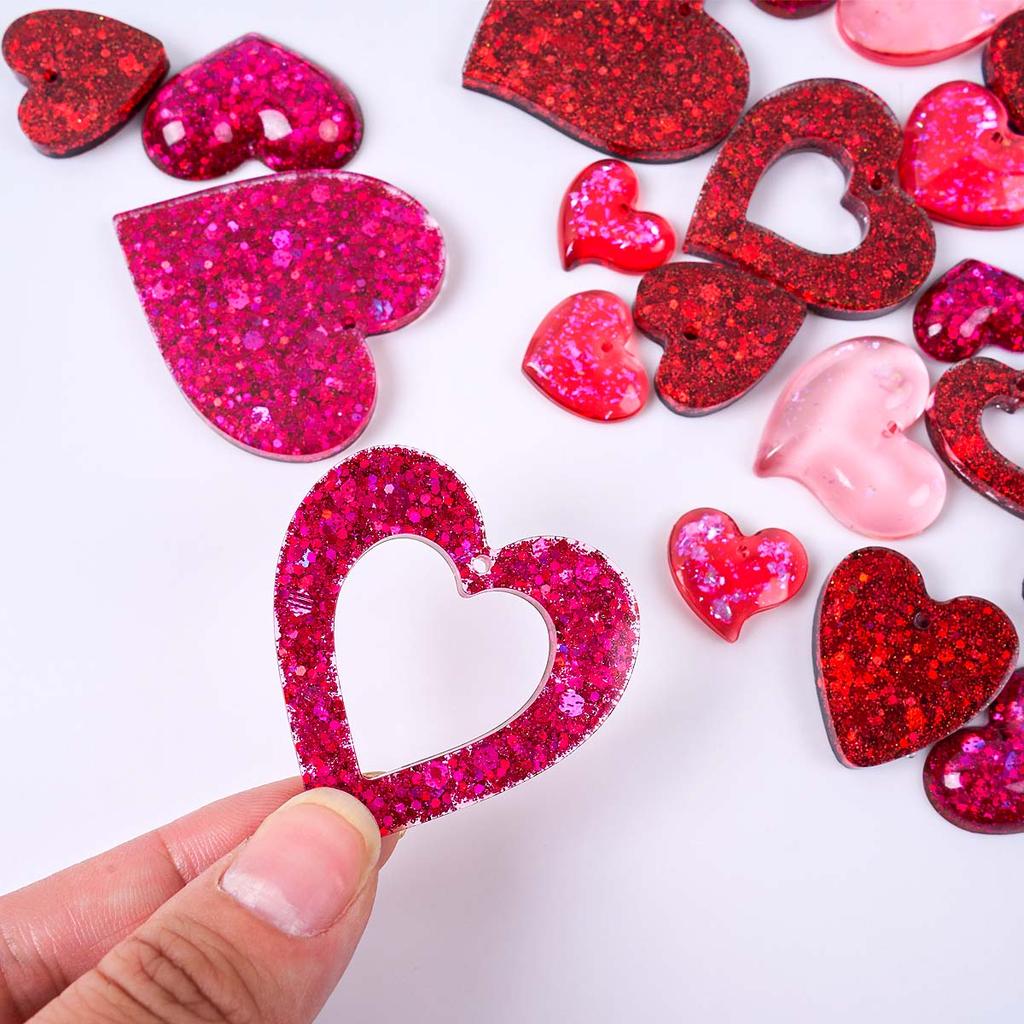 Heart Series Earrings Silicone Mold DIY Valentine's Day Decor Crafts Making Epoxy Resin Pendant Necklace Keychain Jewelry Molds
