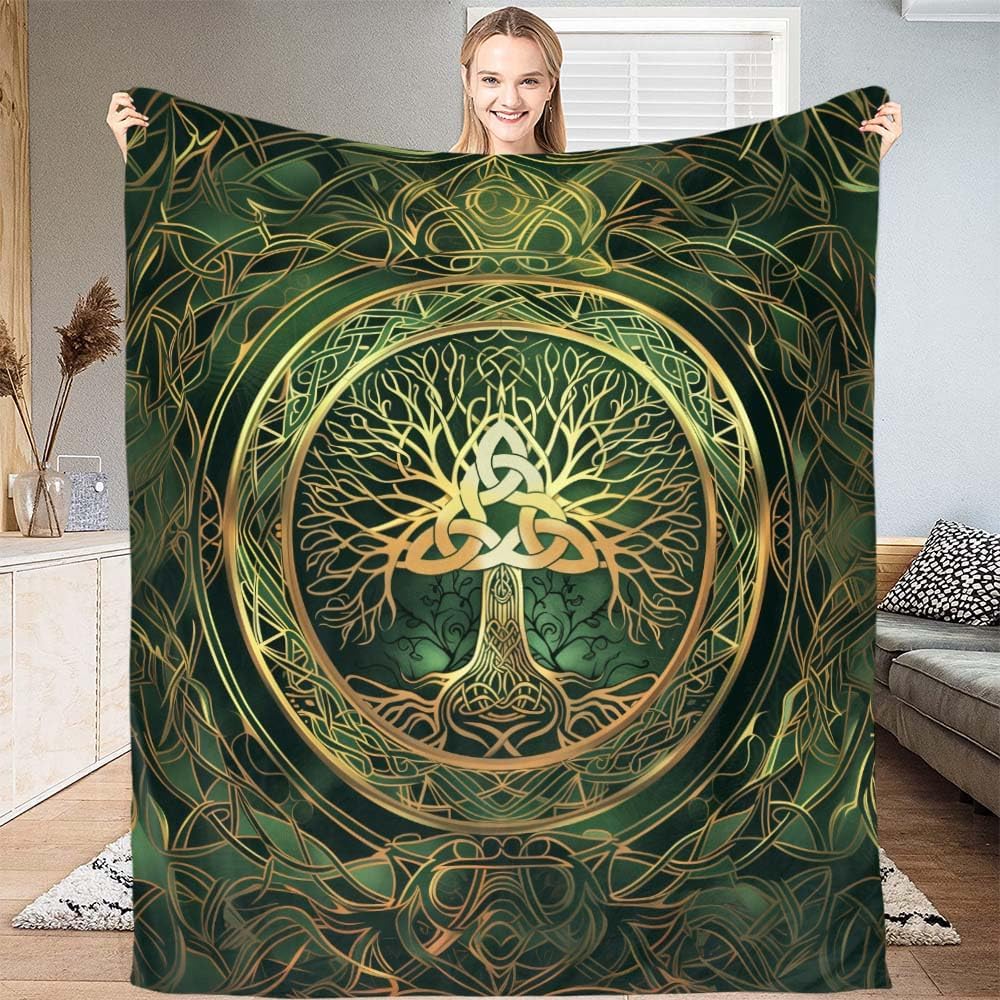 Yggdrasil blanket Norse mythology design tree of life pattern soft throw boho decor bedroom textile mystical accessory