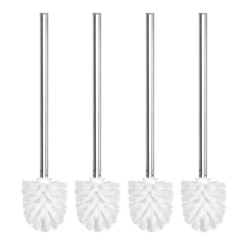 4Pcs Household Toilet Bowl Brush Soft Bristles Toilet Cleaning Brush Stainless Steels Handle Deeply Cleaning Toilet Brush белый