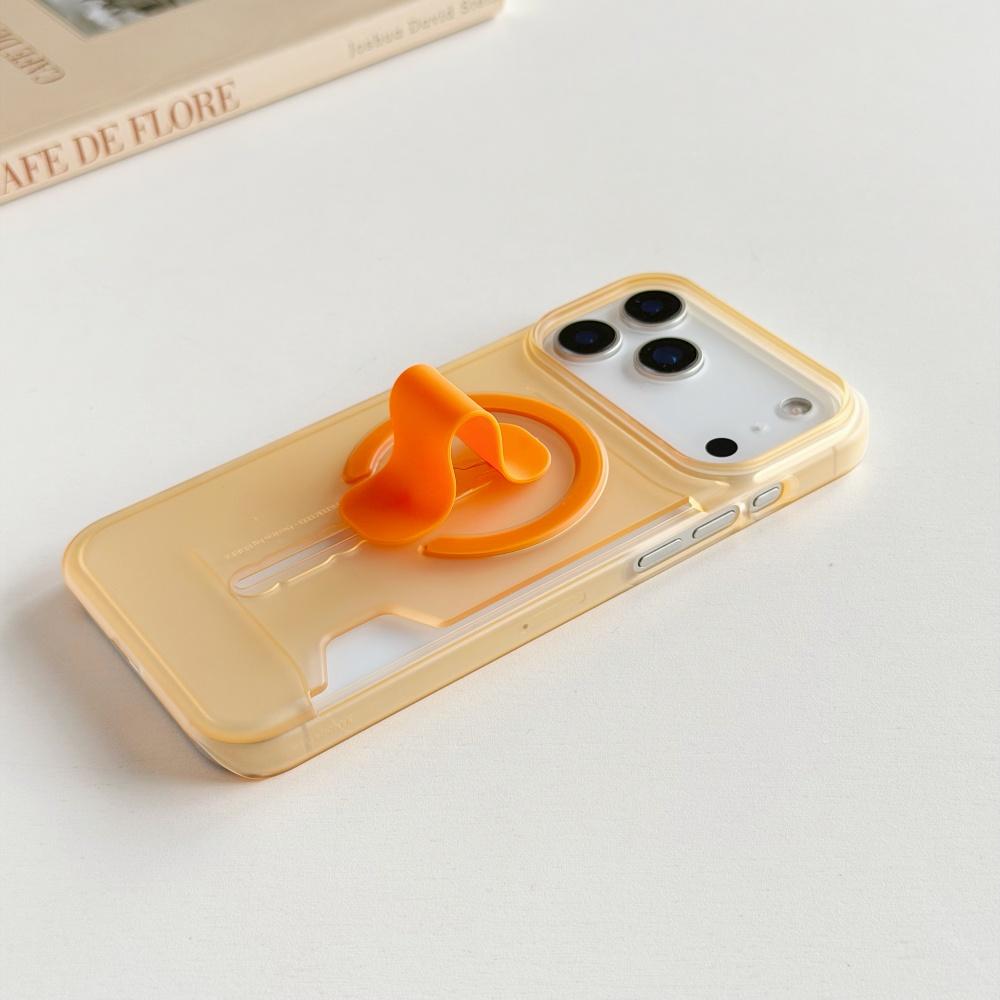Ultra Thin Hard PC Card Holder Clear Bracket Grip Magneti Case For iPhone 17 16 15 14 13 Pro Max For Magsafe Charge Cover