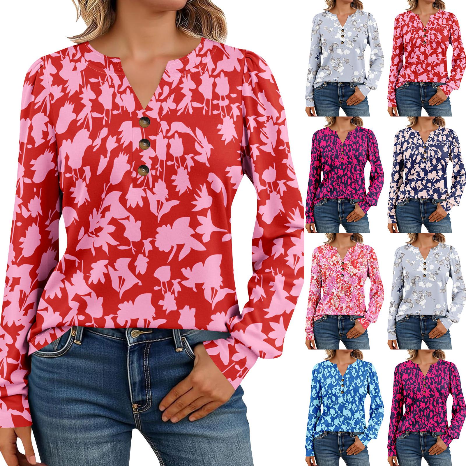 

Women s Long Sleeve Shirts Henely Casual Tops Trendy Blouses Cute T-Shirts XL рожевий