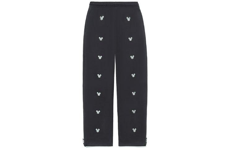 Li Ning X Disney Knitted Sweatpants Women s Black Thickened Straight Fit Pants AKLRF62-1 L