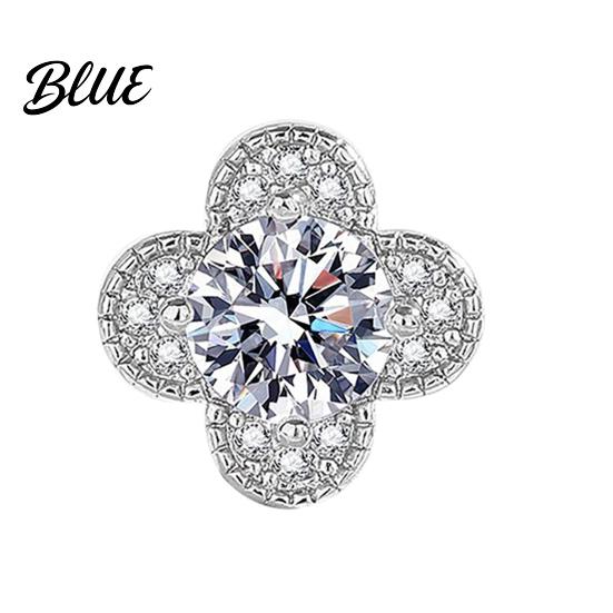 Women Earrings 1 Pair Stud Cubic Zirconia Inlaid Four-Leaf Clover