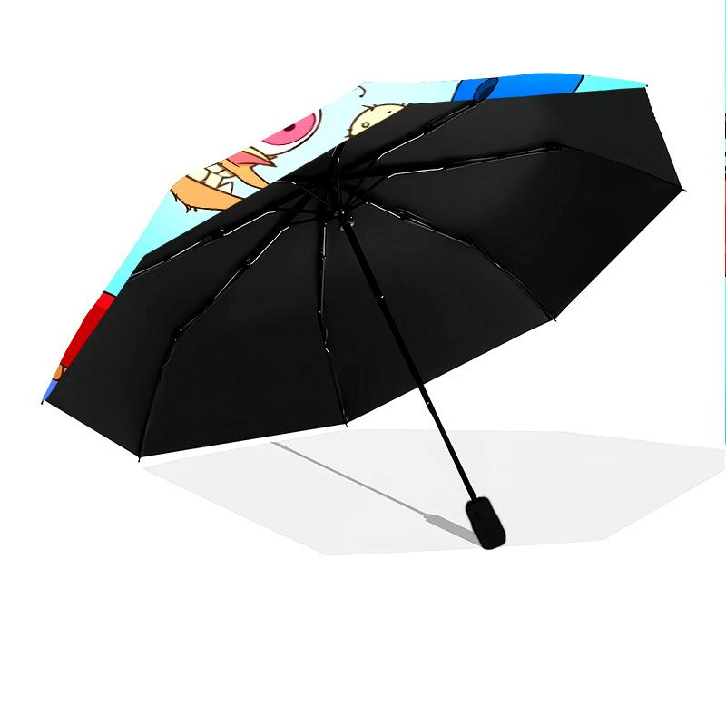 Ren and Stimpy pattern, automatic folding umbrella, portable and foldable design, 8 ribs, a Christmas or birthday gift.