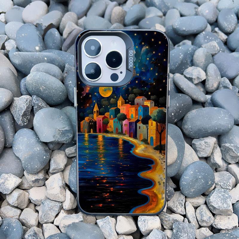 Luxury Sunset Island Scenery Phone Case for iphone 13 Mini 12 11 Pro Max 15 14 Pro Max Plus Landscape Matte Laser Covers Fundas