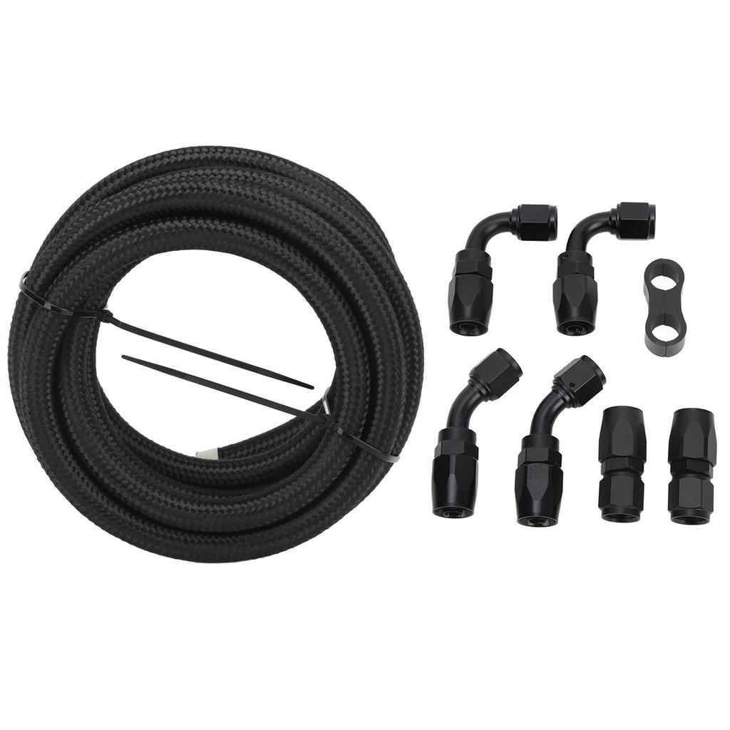 3 Meter Fuel Line Hose Kit AN6 Hose Fitting Adapter Aluminum Nylon Braided Diesel for