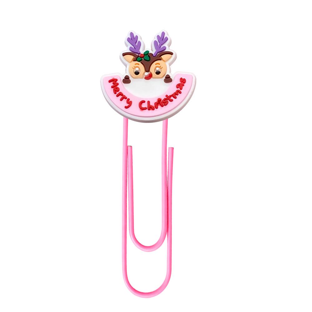 Pink Cartoon Christmas Bookmark Clips - Cute, Large, Colored Page Markers for Office Supplies