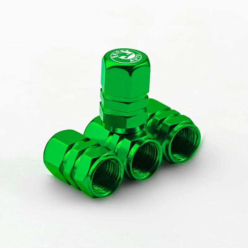 Car Sticker 2025 Hot 4Pcs Car Metal Tire Air Valve Caps For Skoda Octavia Rapid Kodiaq Karoq Fabia Kamiq Superb Derivative Visio