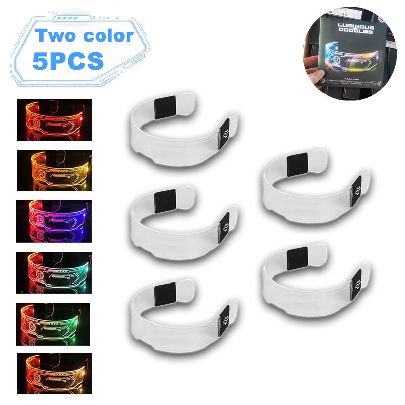 LED Colorful Glowing Glasses Neon Party Christmas Halloween Decoration LED Glowing Glasses Props Holiday Performance Props