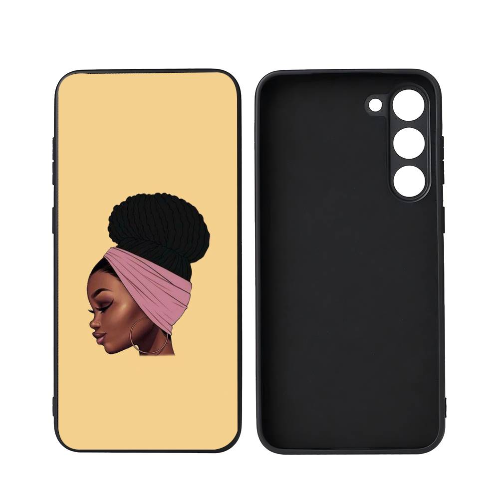 Cartoon South African Woman For Samsung Galaxy S23 S24 S25 Ultra S22 Plus S21 Black Soft Case Waterproof Soft Case