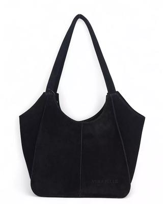 Vera Pelle Large Suede Bag - Shopper Made of Natural Italian Suede A4