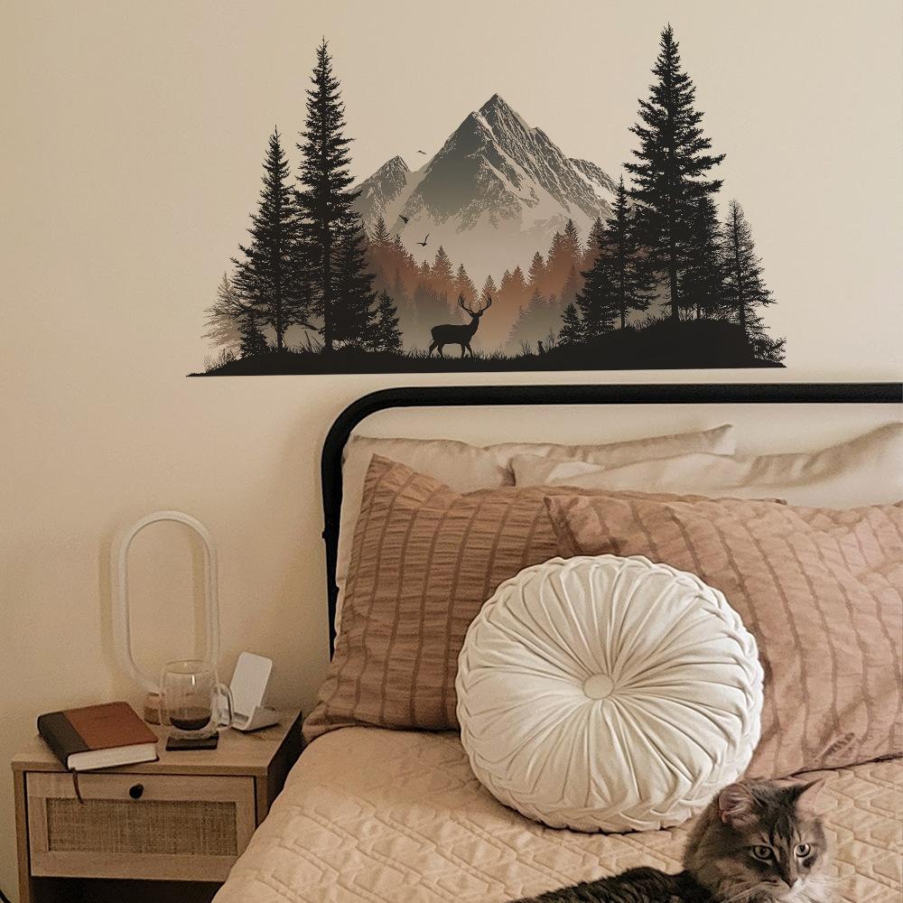Creative Simulation 3D Green Pine Snow Mountain Bedroom, Living Room and Home Decoration Wall Stickers