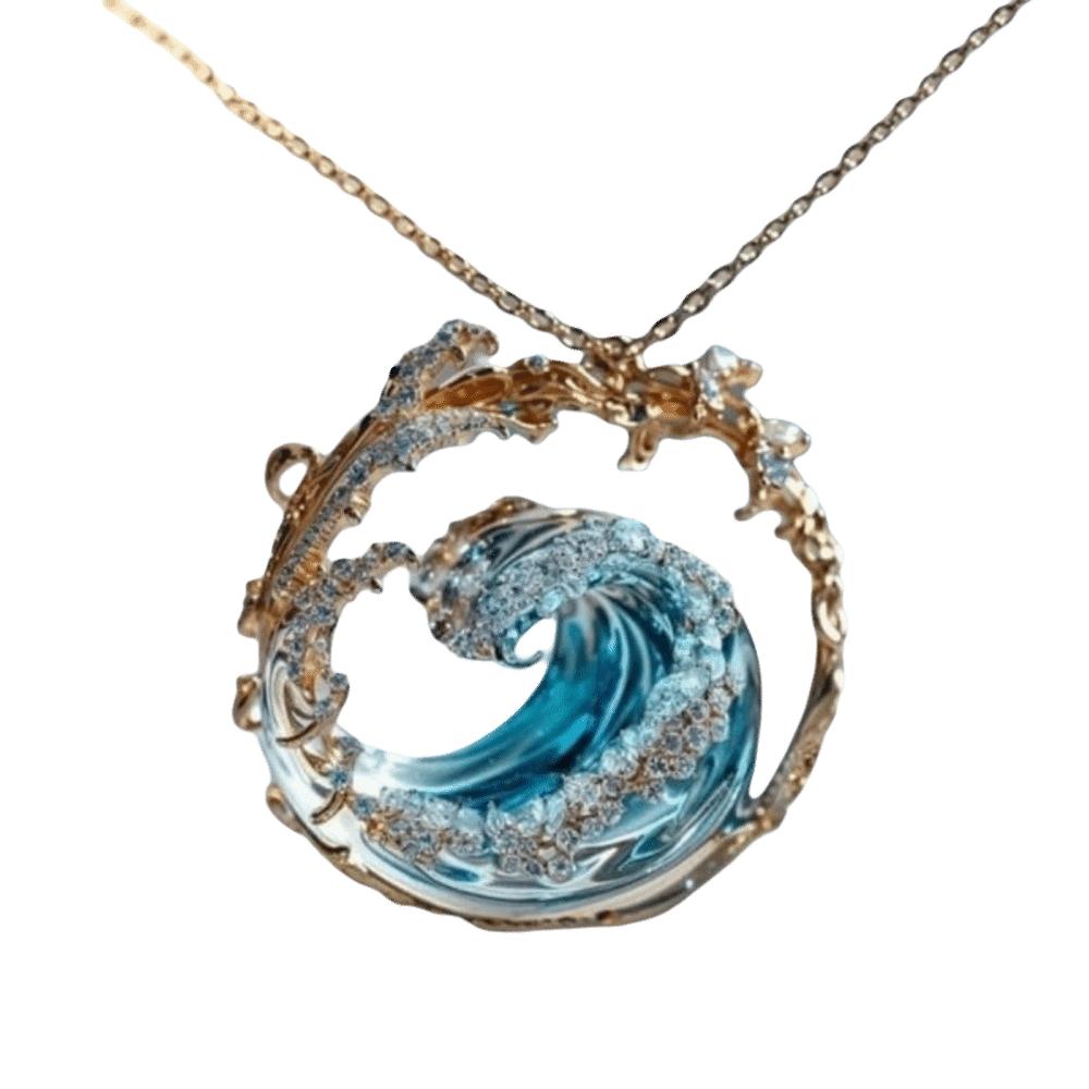 

Ocean Style Sea Oath Necklace Hollow Spindrift Jewelry Wave Pendant Necklace Party Occasion золотой