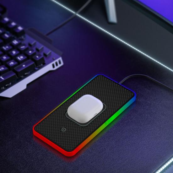 20W Fast Wireless Phone Charger Car Charging Pad with Non-Slip Base 8 Ambient Lights Universal Phone Cordless Charging Mat