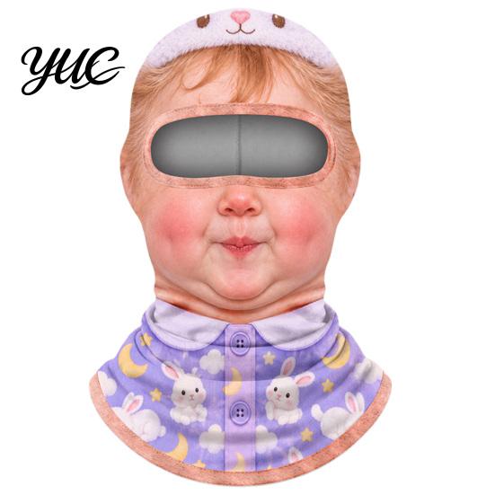 Funny Face Balaclava Baby Mask, Breathable Ice Silk Cover, Anti-Slip Covering Full Protection Neck Gaiter for Outdoor Cycling Riding Sun Mask
