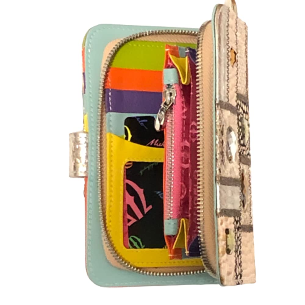 Michelangelo Italian Leather Folding Wallet, Patchwork, Pink Gold, Item