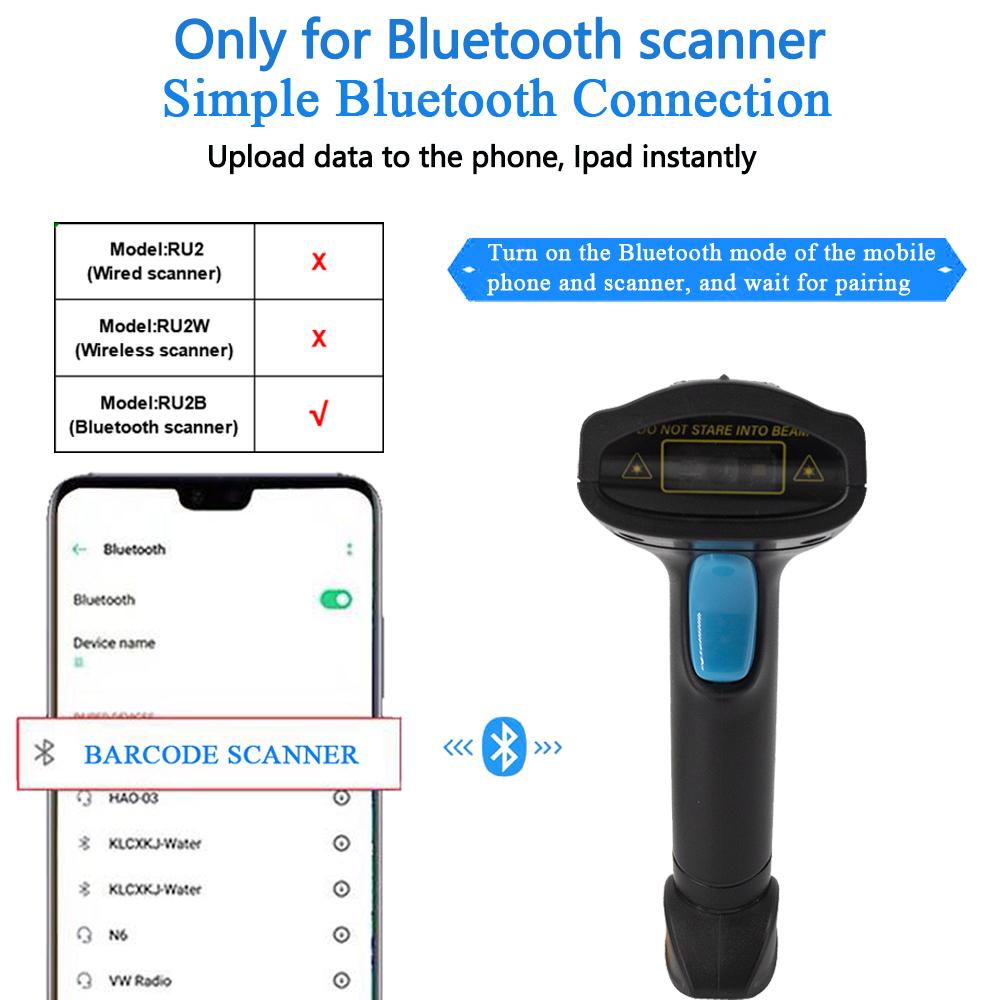 1D 2D Čtečka čárových kódů Drátová nebo Bezdrátová nebo Bluetooth Skener čárových kódů qr kód Datamatrix kód PDF417 Ruční skener
