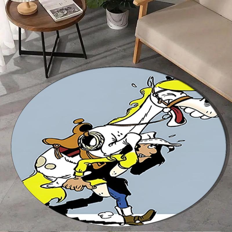 Cowboy Horseback Luke Round Rug for Livingroom,Bedroom, Palyroom, Chair Rug, Area rug, Circle Carpet, Large Size Fan Christmas gift