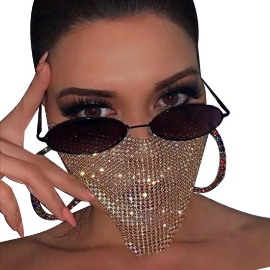 Frauen Sexy Reticulated Strass Gesicht Mund Abdeckung Nacht Club Party Schleier Yashmak