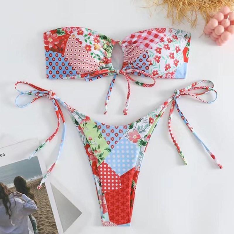 Swimsuit Sexy Pure Sex Girl Tube Top Bikini Split Premium Printed S