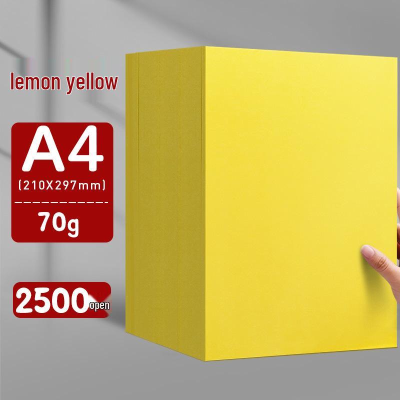 Lemon Yellow A4/A3 Thickened 80g Printing and Copy Paper, 500 Sheets - Supermarket Promotion