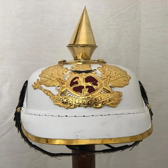 

Белый немецкий прусский шлем пикельхаубе, имперский офицерский шлем с шипом, носимый для взрослых, подарок