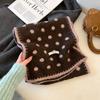 Korean Lazy Wind Polka Dot Double-sided Knitted Plush Scarf Women's Autumn and Winter Warm Versatile Thickened Neck Protection Small Scarf
