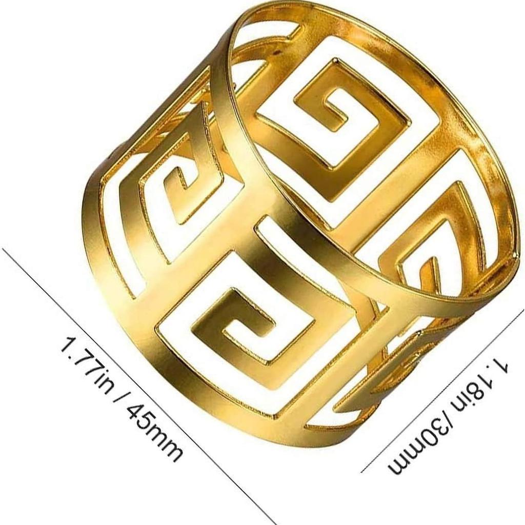 6pcs Gold & Silver Napkin Rings Wedding Serviette Ring Alloy Table Napkin Holder Hotel Western-style Food Table Craft Decoration