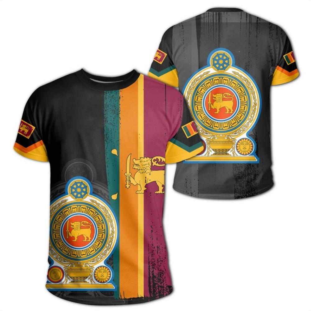 Sri Lanka Patriotic Polo Shirt, Lion Graphic Design, Casual Short Sleeve Top