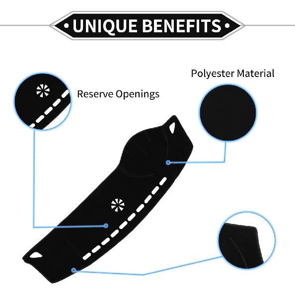 Dash Cover Compatible for Hyundai Azera 2006-2011, Non-Slip Dash Cover Mat Polyester Black Front Dash Cover Mat