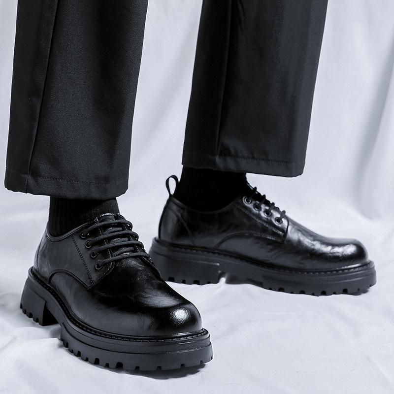 Mens Platform Leather Shoes 2024 Casual Formal Dress Loafers Breathable Soft Flats for Male Non Slip Driving Office Work Shoes