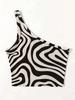 Crop Top Phumee One Shoulder  Zebra Print Backless A2060