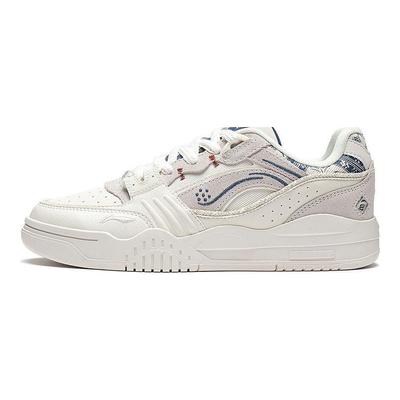 Li Ning Mondweiß Dicke Sohle Höhenvergrößernd Abriebfest Atmungsaktiv Low Top Skateschuhe Damen Sneaker Off-White AGCS252-10