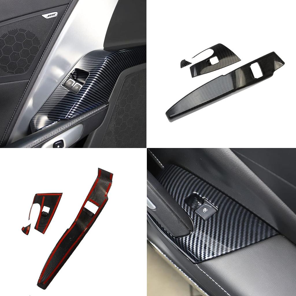 Carbon Fiber Window Lift Trim Switch Panel Decorations for Chevrolet Corvette C7 2014-2019 Accessories
