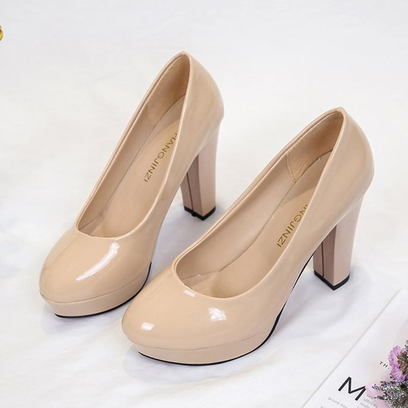 Fashion Women Pumps Shoes Pointed Toe High Heels PU Leather Shallow Slip-On Round Toe Casual Wedding Party Derss Solid Heels Women Shoes